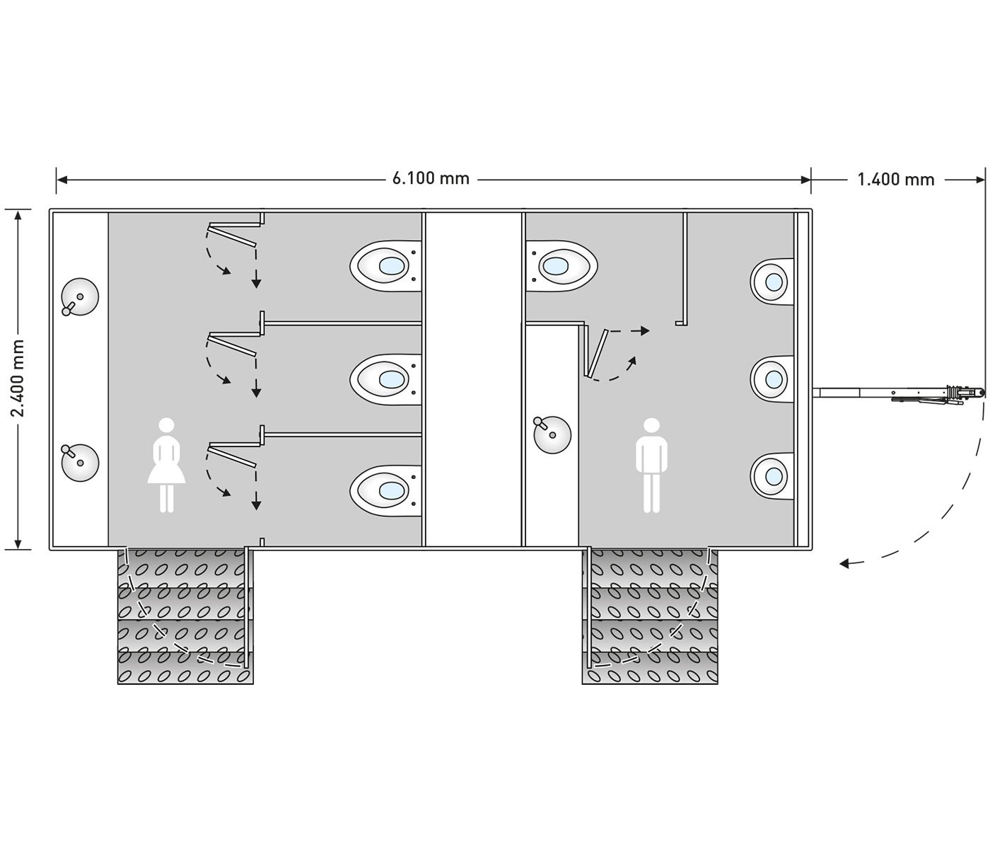 Remorque sanitaire 4 WC 3 urinoirs 3 lavabos – Image 7
