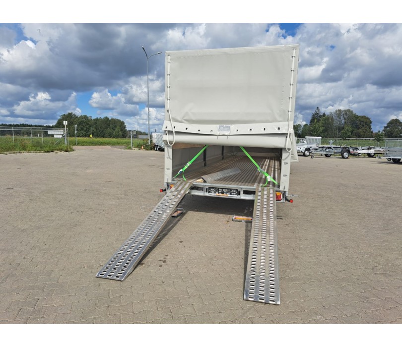 STIM biltransporttrailer med skydedug, totalvægt 3500 kg, med elektrisk spil – Billede 5