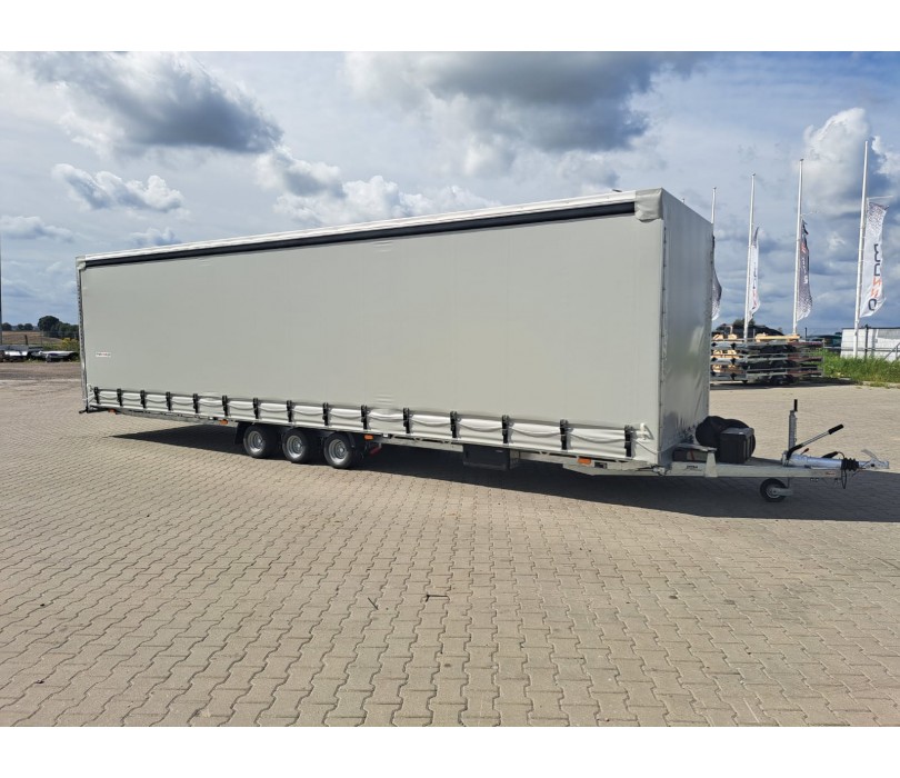 STIM biltransporttrailer med skydedug, totalvægt 3500 kg, med elektrisk spil