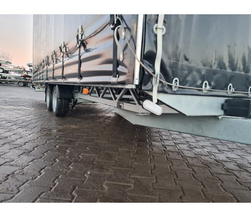 Remorque porte-voitures 620 x 210 x 240 cm avec rideaux coulissants sur 2 côtés, poids total autorisé en charge jusqu'à 3 500 kg, transporteur universel – Image 17