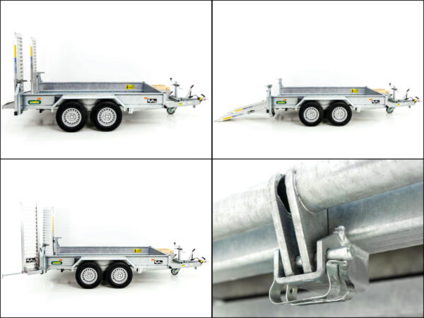 Remorque porte-engins de chantier Unsinn UBA 160x306cm 3,5t | Rampes pivotantes - NeuveDescription Dimensions de l'espace de chargement : 160 cm x 306 cm x 30 cm ; poids à vide : env. 685 kg ; charge utile : env. 2 815 kg ; poids total autorisé : 3 500 kg – Image 14