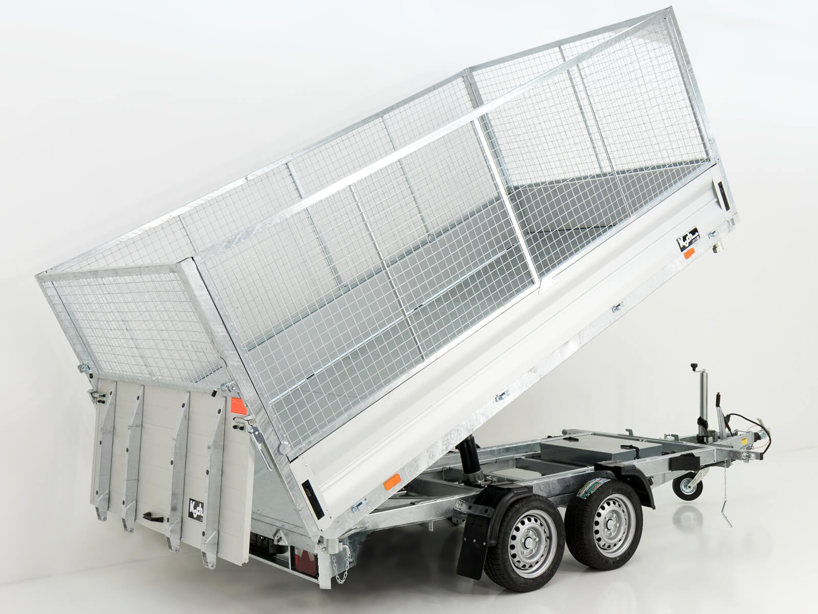 Benne basculante multivoies Vezeko VMDK35.3 | 185 x 350 cm, 3,5 t | Plateau de chargement basculant | Côtés grillagés - Neuf