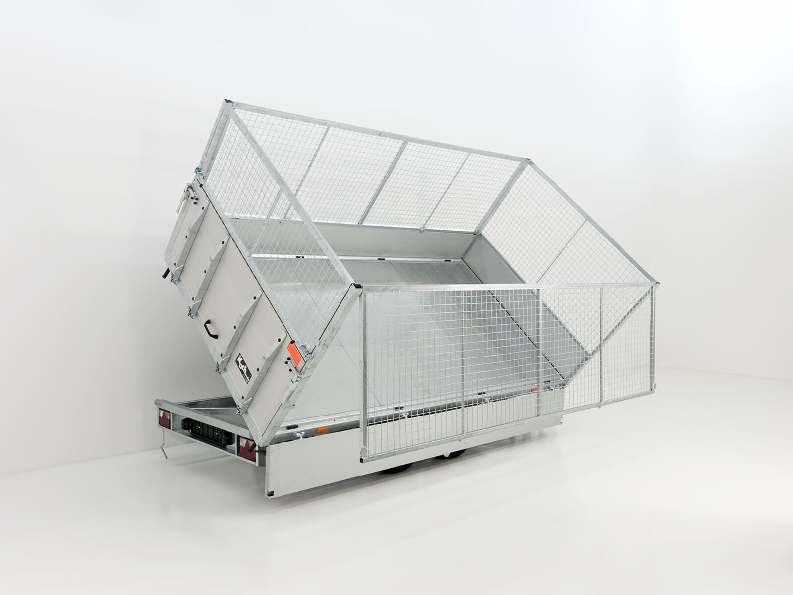 Benne basculante multivoies Vezeko VMDK35.3 | 185 x 350 cm, 3,5 t | Plateau de chargement basculant | Côtés grillagés - Neuf – Image 5
